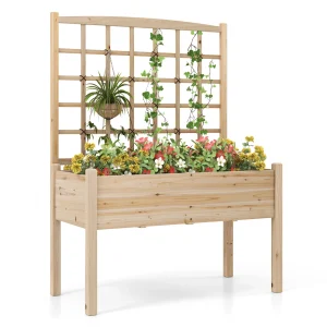 Raised Garden Bed w/ Lattice Trellis Drainage